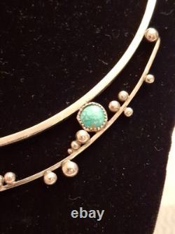 Custom Made Sterling Silver Necklace With Turquoise Stones Marked RMW'79