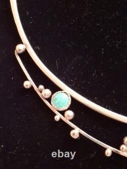 Custom Made Sterling Silver Necklace With Turquoise Stones Marked RMW'79
