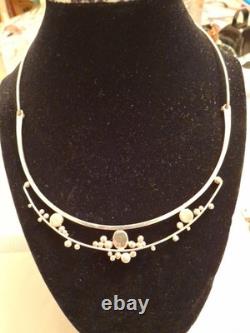 Custom Made Sterling Silver Necklace With Turquoise Stones Marked RMW'79