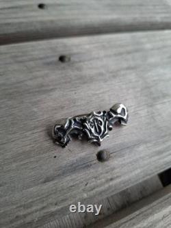 Custom-Made Sterling Silver Skull Pin, Chrome Hearts Gabor Deal Leather Loud