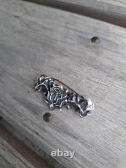 Custom-Made Sterling Silver Skull Pin, Chrome Hearts Gabor Deal Leather Loud