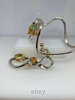 Custom Made Sterling Silver and Gold Quartz Bracelet and Pendant