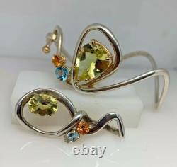Custom Made Sterling Silver and Gold Quartz Bracelet and Pendant