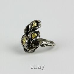 Custom Made Sterling Silver and Natural Gold Nugget Cala Lily Ring Size 5.5