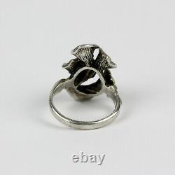 Custom Made Sterling Silver and Natural Gold Nugget Cala Lily Ring Size 5.5