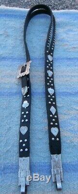 Custom Made Studded Sterling Silver Buckle Card Suit Horse Headstall withbit clips