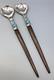 Custom made 2 piece Salad Set 13.5, Sterling Silver, Wood and Turquoise, Nice