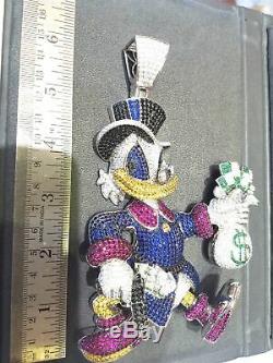 Custom-made Scrooge Mcduck Diamond Pendant Cartoon 14k White Gold Finish 180 Gm