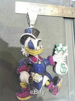 Custom-made Scrooge Mcduck Diamond Pendant Cartoon 14k White Gold Finish 180 Gm