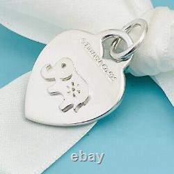 Customized Tiffany & Co Elephant Heart Tag Pendant Charm in Sterling Silver
