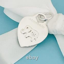 Customized Tiffany & Co Elephant Heart Tag Pendant Charm in Sterling Silver