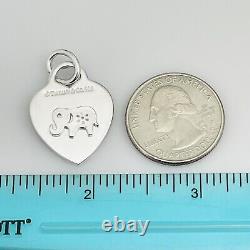 Customized Tiffany & Co Elephant Heart Tag Pendant Charm in Sterling Silver