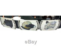 Dale Edaakie, Concho Belt, North American Animals, Inlay, Zuni Made, 56 in