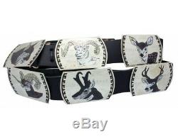 Dale Edaakie, Concho Belt, North American Animals, Inlay, Zuni Made, 56 in