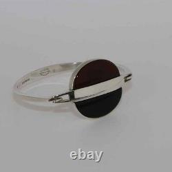 Danish silver bangle set with Black Onyx and cornelian made by N. E. From