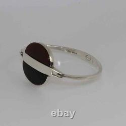 Danish silver bangle set with Black Onyx and cornelian made by N. E. From