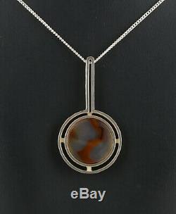 Danish silver pendant designed and made by Arne Johansen and set with Agate