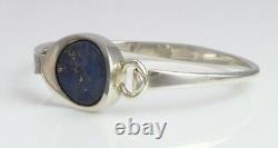 Danish sterling silver bangle made by N. E, From set with Lapis Lazuli