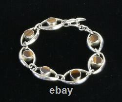 Danish sterling silver bracelet made by N. E. From set with Tiger Eyes