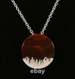 Danish sterling silver pendant designed and made by Arne Johansen with Agate