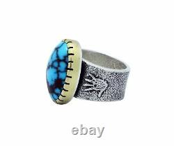 Darryl Dean Begay, Ring, Egyptian Turquoise, 14k, Silver, Navajo Made, 10.5
