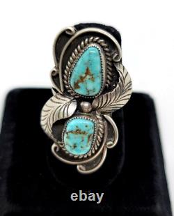 David Reeves Sterling Silver Nugget Turquoise Ring Size 7 Hand Made Signed