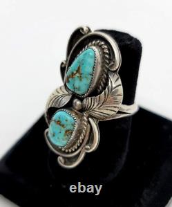 David Reeves Sterling Silver Nugget Turquoise Ring Size 7 Hand Made Signed