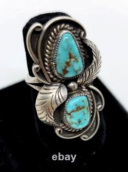 David Reeves Sterling Silver Nugget Turquoise Ring Size 7 Hand Made Signed