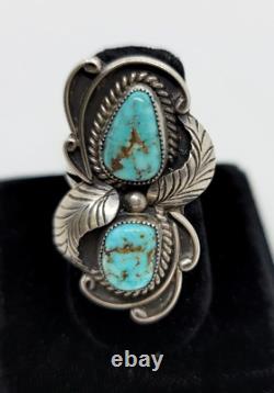 David Reeves Sterling Silver Nugget Turquoise Ring Size 7 Hand Made Signed