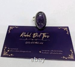 Deep Purple Amethyst Artisan Hand Made Sterling Silver Ring sz8.5. A28f