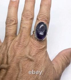Deep Purple Amethyst Artisan Hand Made Sterling Silver Ring sz8.5. A28f