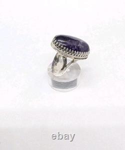 Deep Purple Amethyst Artisan Hand Made Sterling Silver Ring sz8.5. A28f