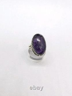 Deep Purple Amethyst Artisan Hand Made Sterling Silver Ring sz8.5. A28f
