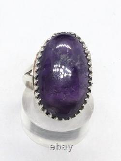 Deep Purple Amethyst Artisan Hand Made Sterling Silver Ring sz8.5. A28f