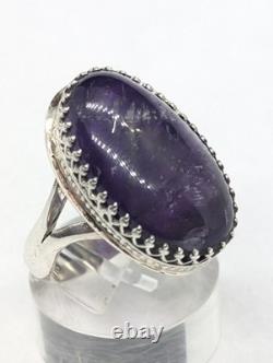 Deep Purple Amethyst Artisan Hand Made Sterling Silver Ring sz8.5. A28f