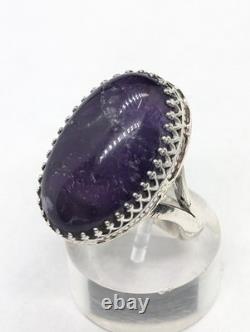 Deep Purple Amethyst Artisan Hand Made Sterling Silver Ring sz8.5. A28f