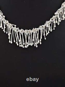Designer Made Sterling Silver Toggle Link Hefty Kinetic Fringe Necklace Mint