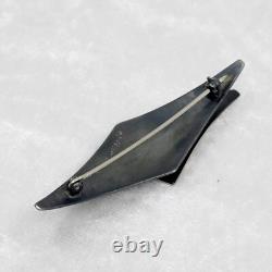 Designer Signed Hand Made sterling silver niello brooch