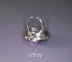 Designer Signed Large 925 Sterling Rose Pendant With Silver Ring Made in Italy