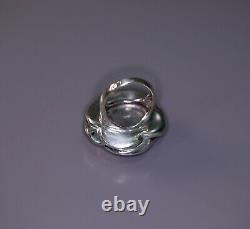 Designer Signed Large 925 Sterling Rose Pendant With Silver Ring Made in Italy