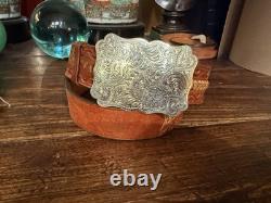 Diablo engraved Sterling Silver Belt Buckle 1.5-36-37? Overlay 800