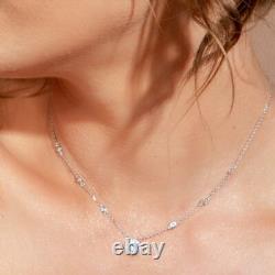 Disc Flower & Round Stone Necklace W / Lab Accents/ 925 Sterling Silver