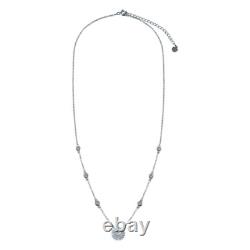 Disc Flower & Round Stone Necklace W / Lab Accents/ 925 Sterling Silver