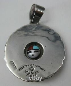 Don Dewa Sterling Silver Pendant Inlay Sunface Spinner Zuni Custom Made Jewelry