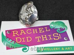 Dragon And The Sun Artisan Hand Made Sterling Silver One Of A Kind Ring Sz7. A22e