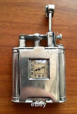 Dunhill Sterling Silver Unique Lighter With Watch French/ Swiss Made