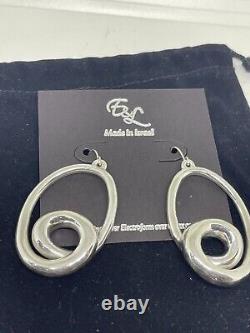 E&L Sterling Silver Electroform Earrings Made in Israel 2.5 long