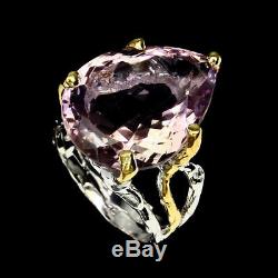 ESTATE VINTAGE HAND MADE 40CT PINK PEAR AMETRINE 14K SS COCKTAIL RING Size 8