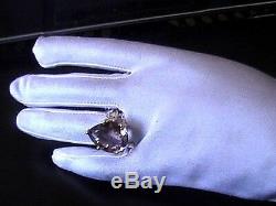 ESTATE VINTAGE HAND MADE 40CT PINK PEAR AMETRINE 14K SS COCKTAIL RING Size 8