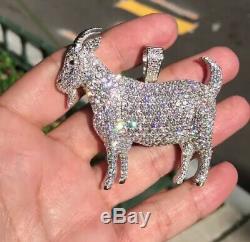 Eid Special Custom Made Goat Flooded Diamonds 925 Sterling Silver Pendant